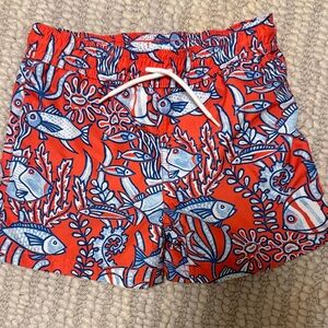 Boy’s Red Printed Swim Shorts